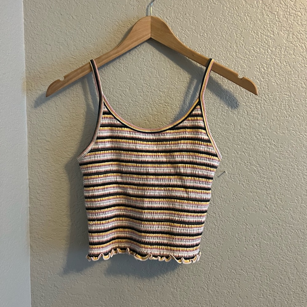 Stripped Stretchy Cropped Tank Top